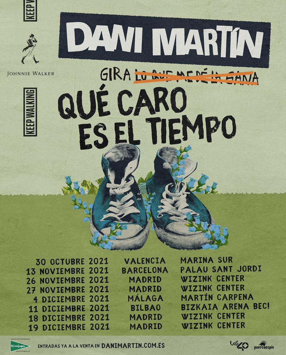 Cartel oficial de la gira "Qué caro es el tiempo" de Dani Martín. Fuente: @_danimartin_