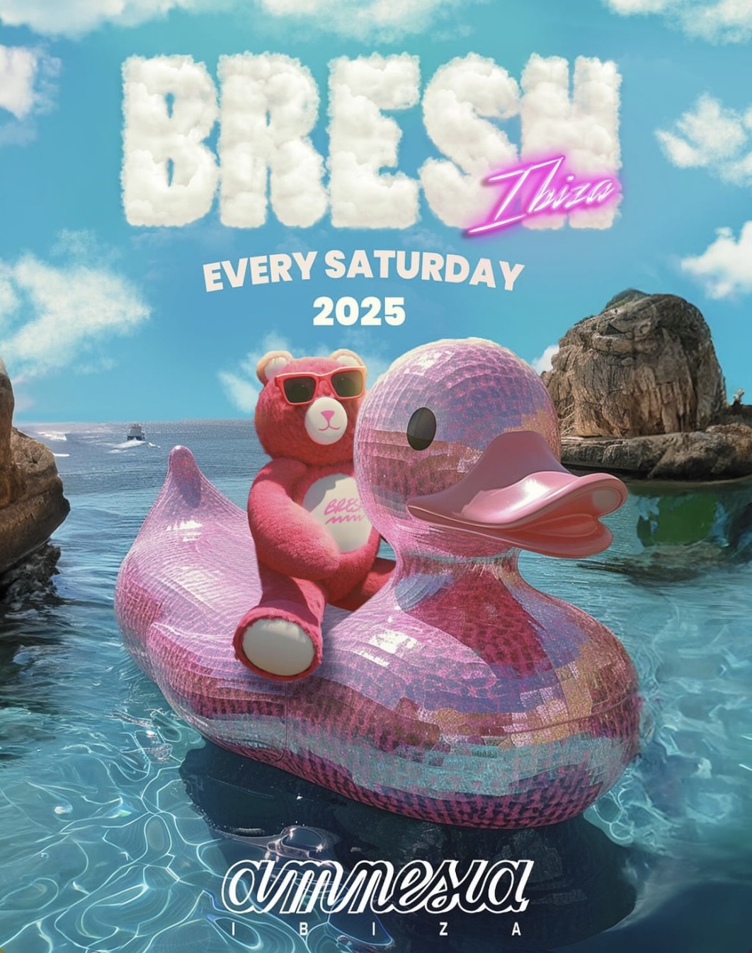 Cartel de Bresh en Ibiza / Fuente: @bresh y @amnesiaibiza (Instagram)